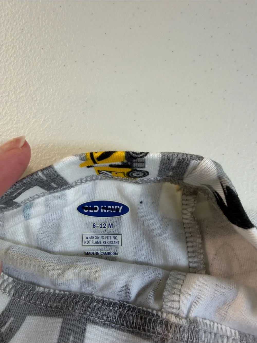 Kids Construction Truck Pajama Pants - White & Yellow